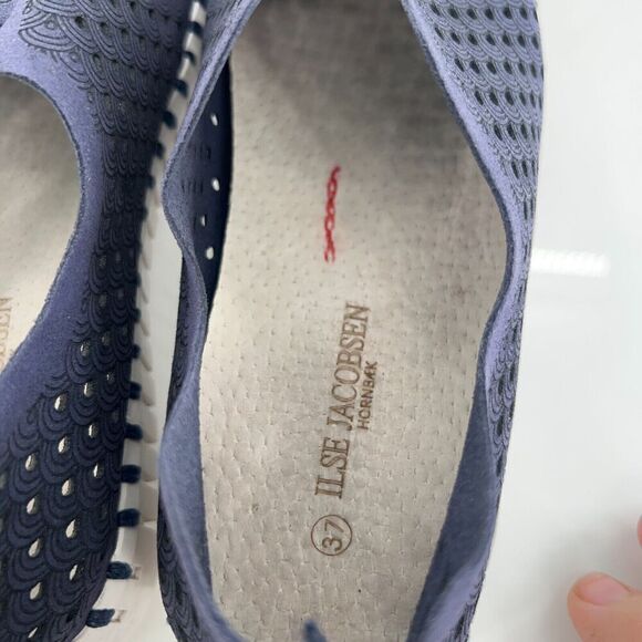 Ilse Jacobsen Womens Tulip Slip On Shoe Size 37 7 Blue Perforated Vegan Leather - Picture 9 of 11